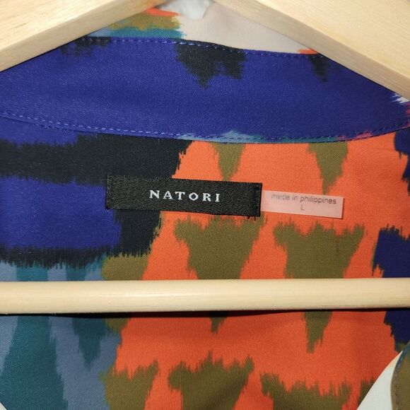 NATORI BUKHARA Silky Soft Oversized Colorful Graphic Caftan Dress Size Large - Picture 4 of 7